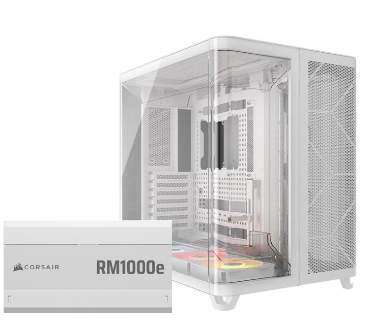 CORSAIR AIR 5400 RS-R ARGB Case + RM1000e, White