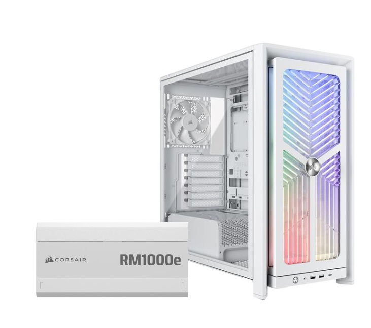 CORSAIR FRAME 4000X RS + RM1000e PSU, White