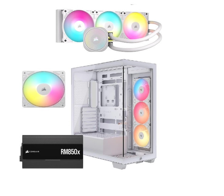 CORSAIR 3500X RS-R ARGB, RM850x, NAUTILUS 360, Blanc