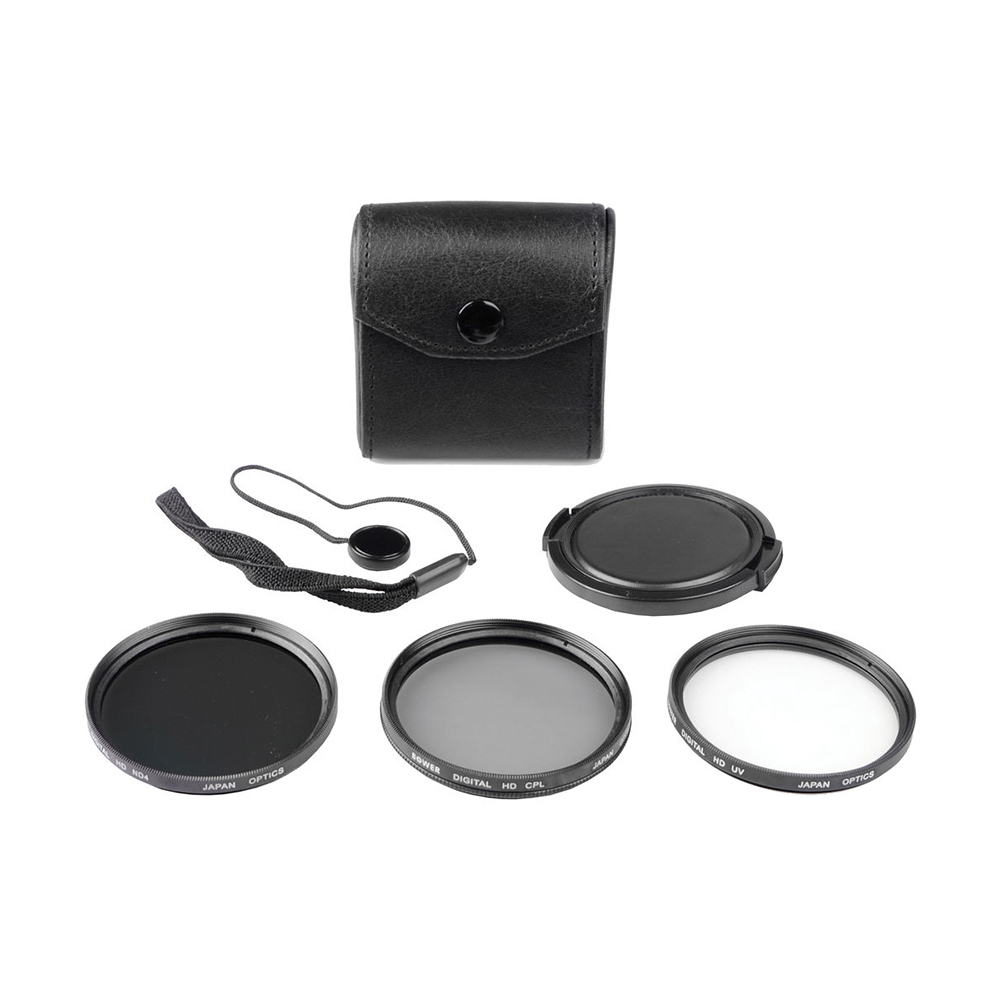 nsemble de filtres numériques Bower 52 mm | Filtres ND4, UV et CP | Capuchon, attache-capuchon et étui de transport inclus