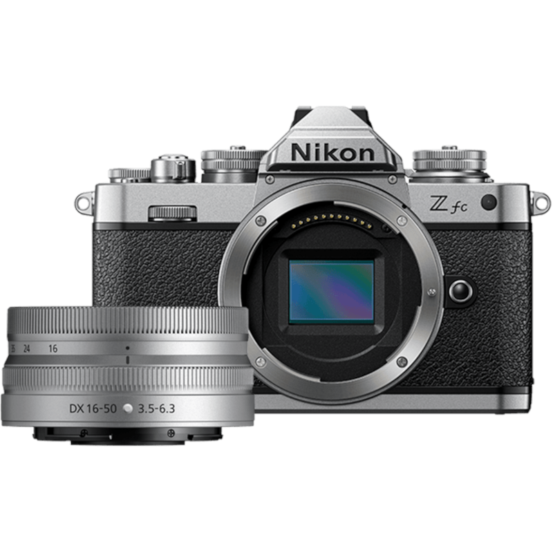 nsemble appareil photo sans miroir "Nikon Z fc 16-50mm f/3.5-6.3 VR (argent) avec objectif