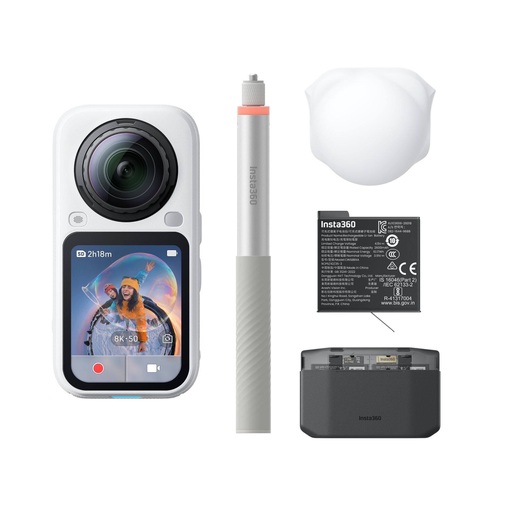 Insta360 X6 8K 360 Camera, Eseential Bundle, White