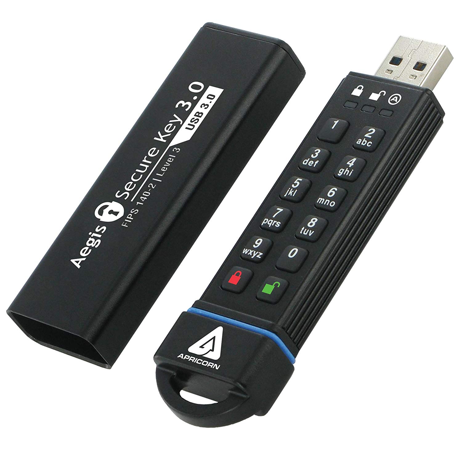 Clé USB Apricorn Aegis Secure Key 3.0 - cryptée - 480 Go - USB 3.0 - Niveau 3 FIPS 140-2 (ASK3480GB)