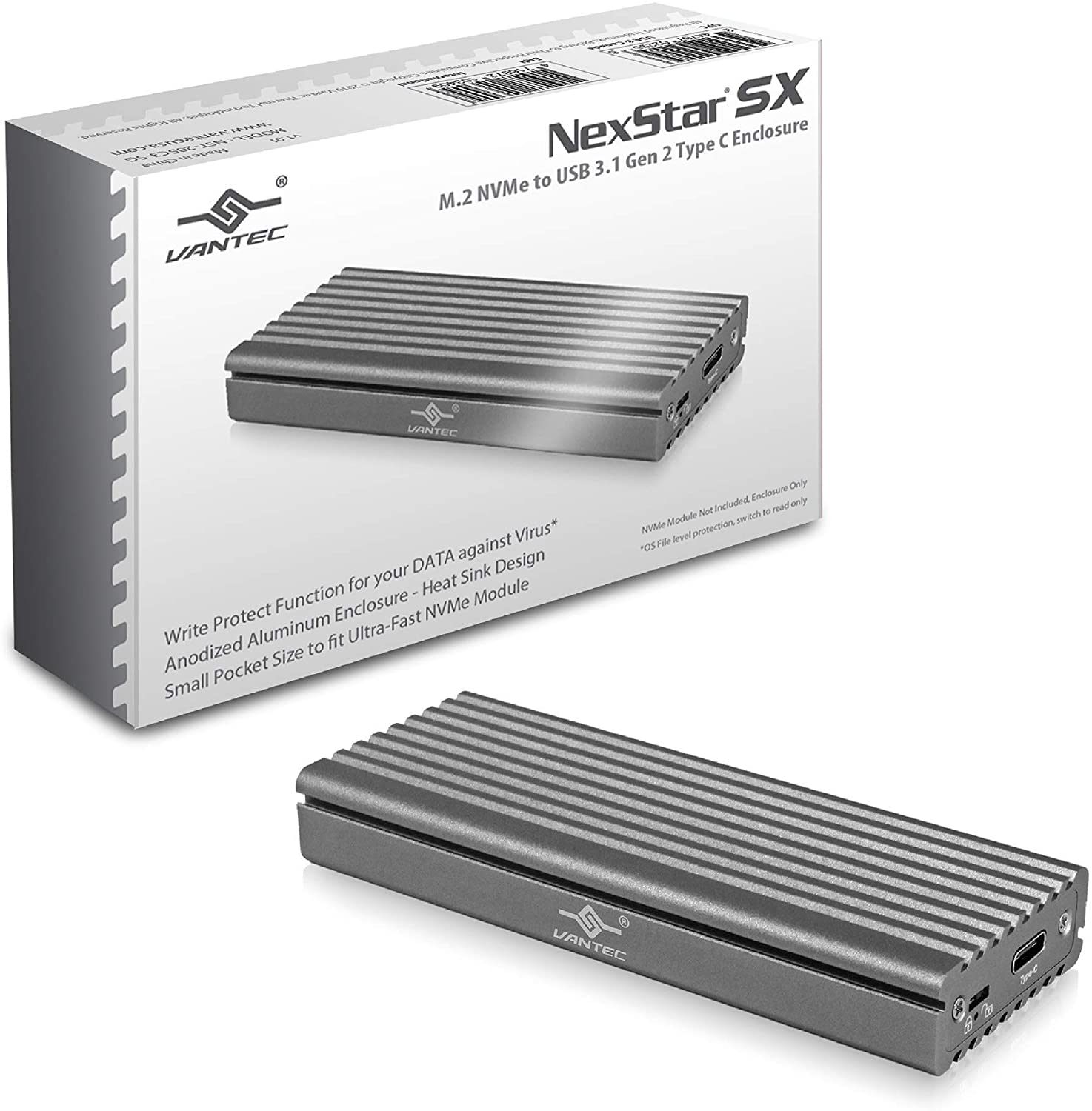 Vantec M.2 NVMe SSD To USB 3.2 Gen 2x1 Type C Enclosure