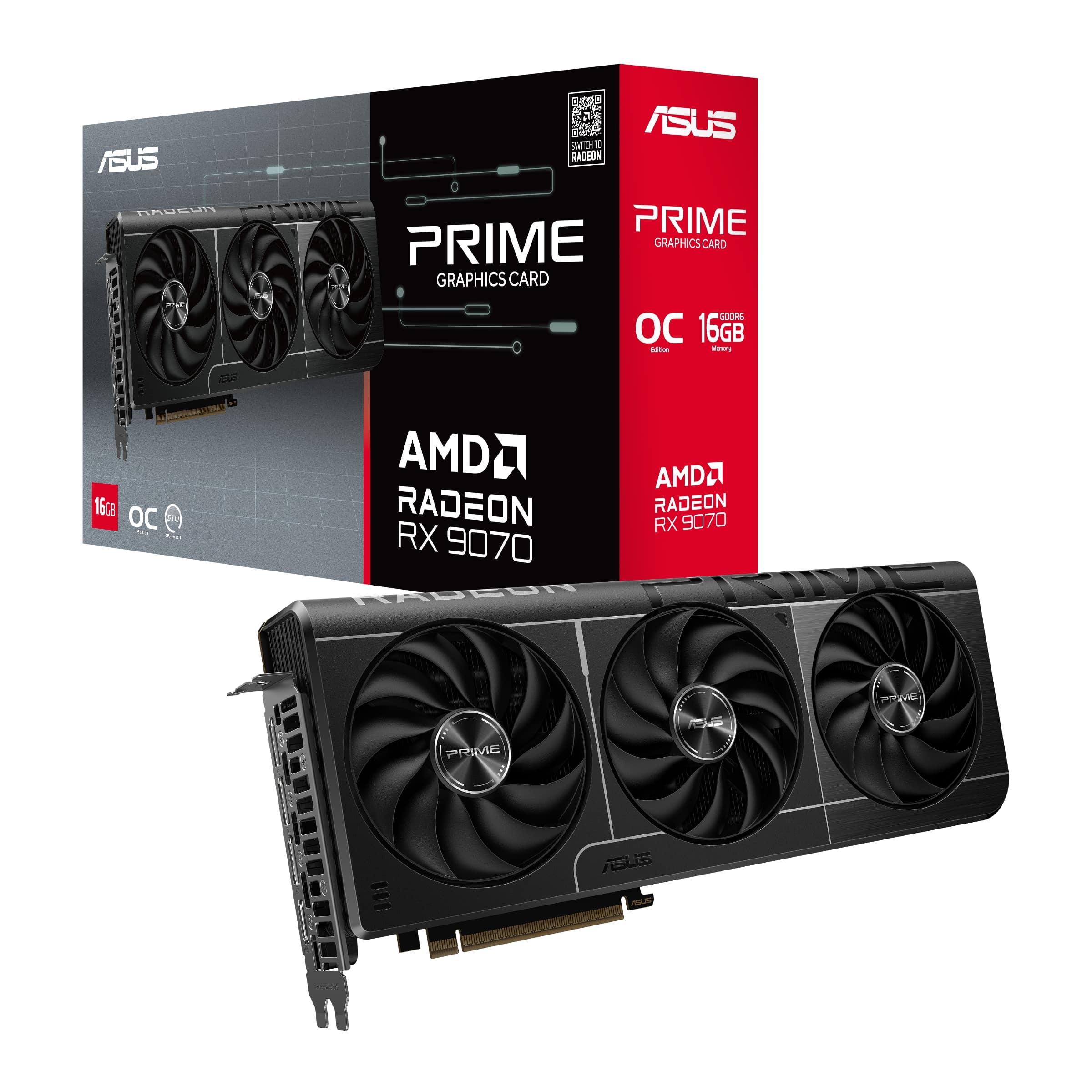 ASUS Prime Radeon RX 9070 OC GDDR6 Triple Fans