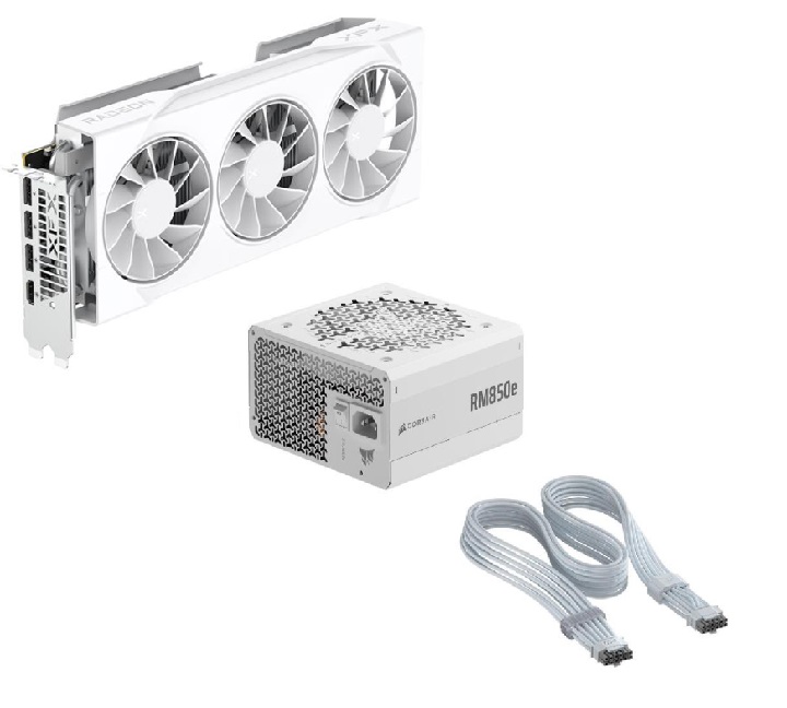XFX Swift AMD Radeon RX 9070 GRE White GPU + CORSAIR RM850e White PSU