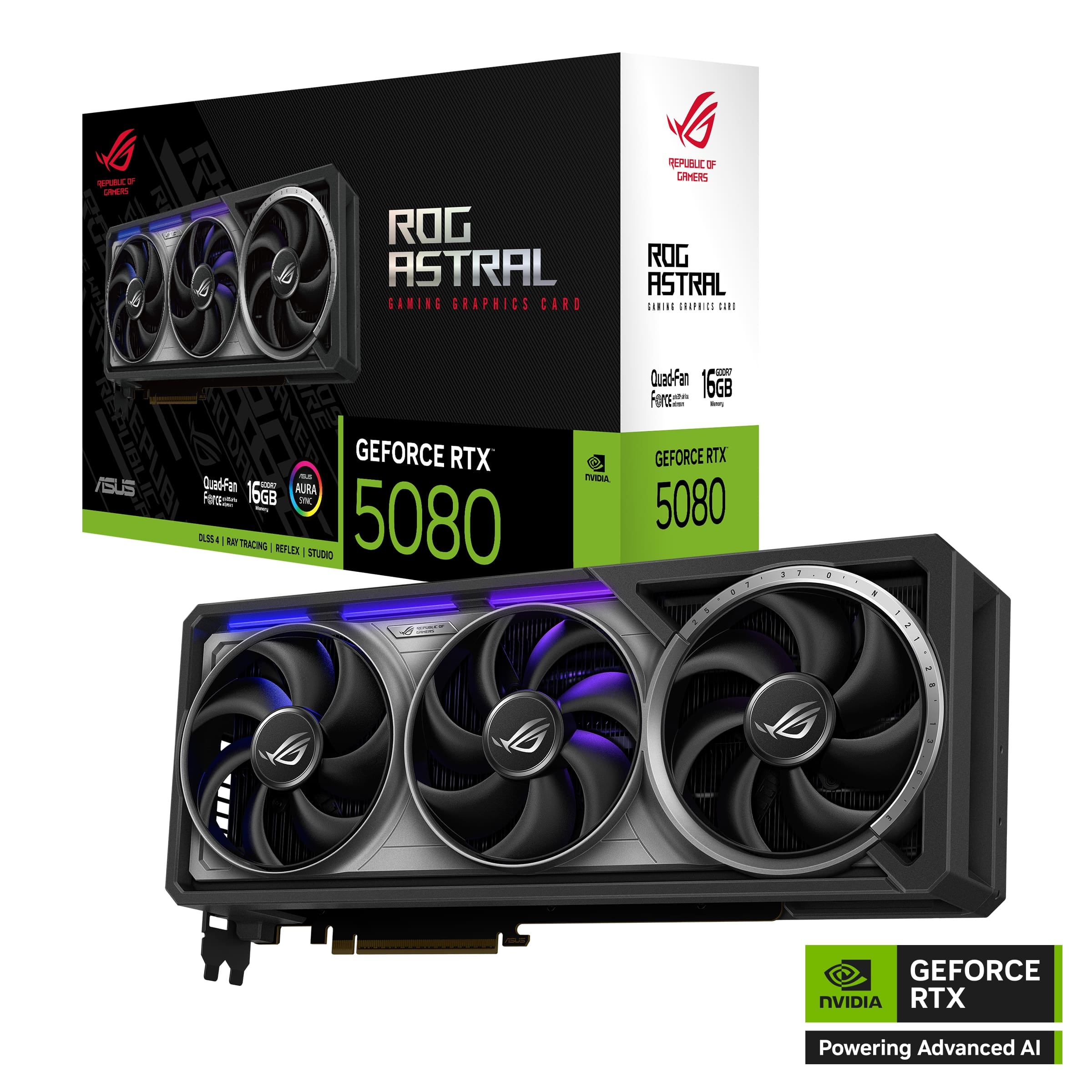 Carte graphique ASUS ROG Astral GeForce RTX 5080 16 Go GDDR7 à quatre ventilateurs