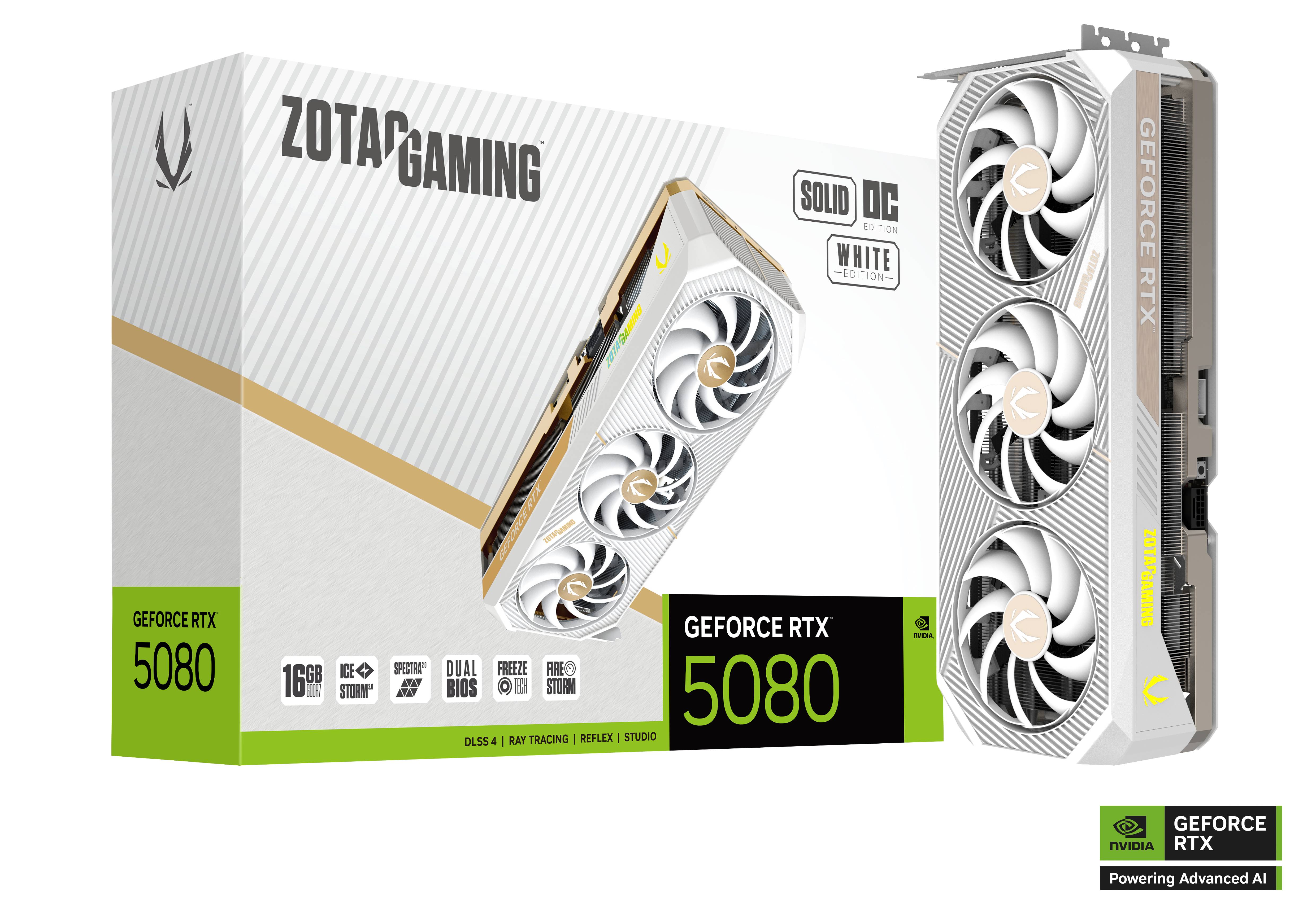 ZOTAC GAMING GeForce RTX 5080 SOLID OC WhitCarte graphique 16 Go GDDR7