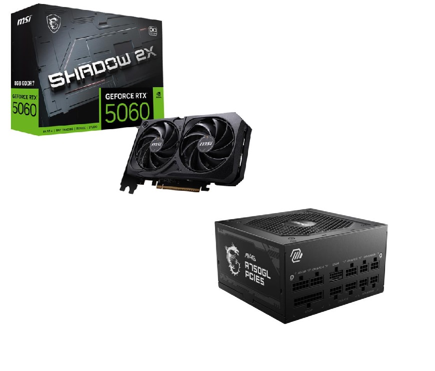 MSI GeForce RTX 5060 8G SHADOW 2X OC + MAG A750GL PSU