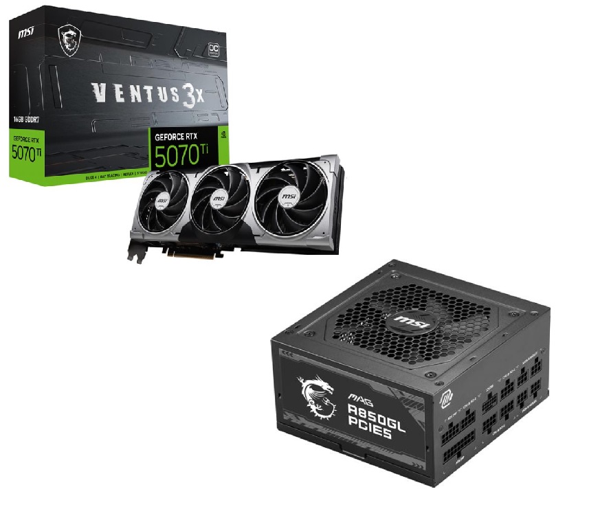 MSI GeForce RTX 5070 Ti 16G VENTUS 3X OC + MAG A850GL PSU