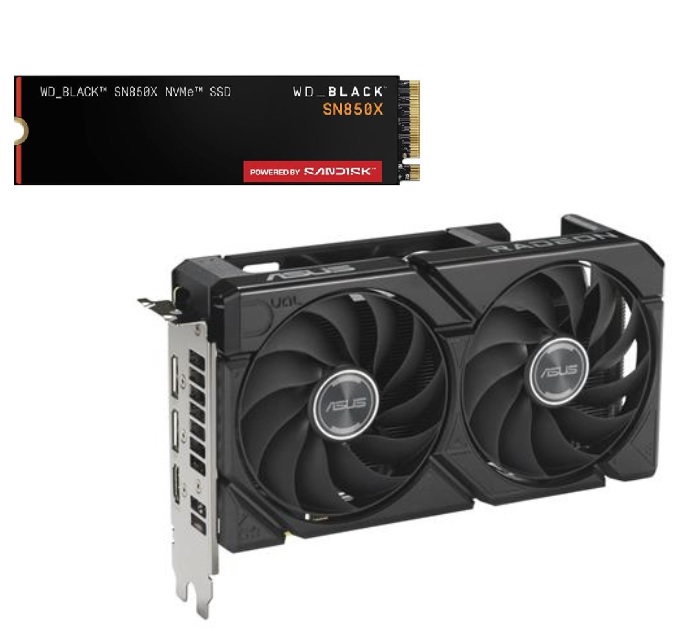 ASUS Dual Radeon RX 9060 XT 16GB GDDR6 + WD Black SN850X 1TB PCIe Gen4 SSD