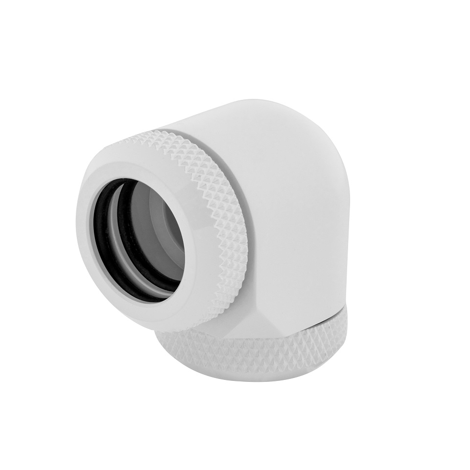 CORSAIR Fitting (tube dur), XF Hardline 2-pack (90 Angled 14mm OD compression; blanc brillant)