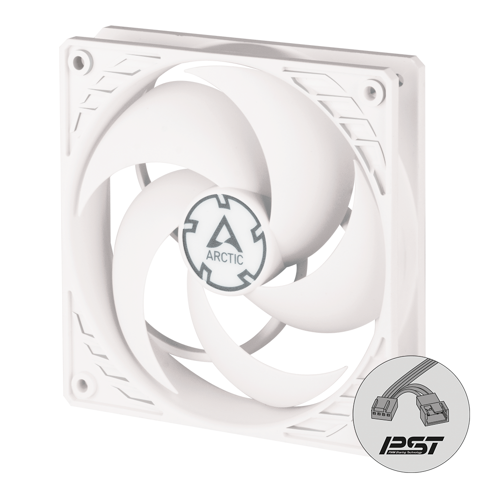 Arctic P12 PWM PST (Blanc) 120 mm Ventilateur de boîtier à pression optimisée | Vitesse contrôlée PWM avec PST