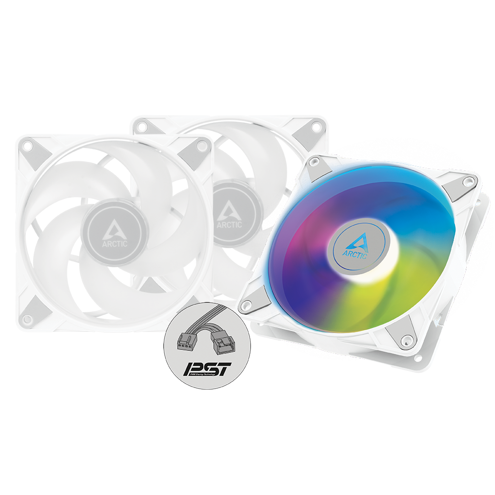 Arctic P12 PWM PST A-RGB 0dB (Blanc) 120mm Ventilateur de boîtier à pression optimisée | Vitesse contrôlée PWM avec PST | Ec...