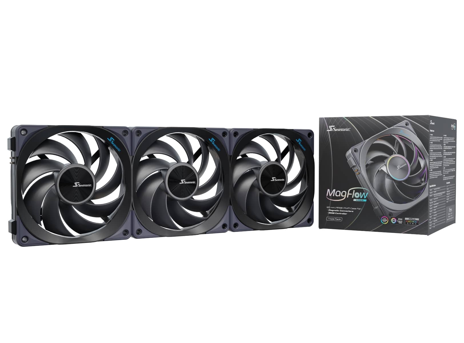 Seasonic Magflow 120 Ventilateur de boîtier ARVB, Paquet de 3