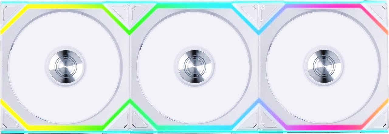 Lian Li UNI FAN SL 120 Ventilateur RVB sans fil 120 mm, paquet de 3 avec contrôleur de ventilateur, blanc