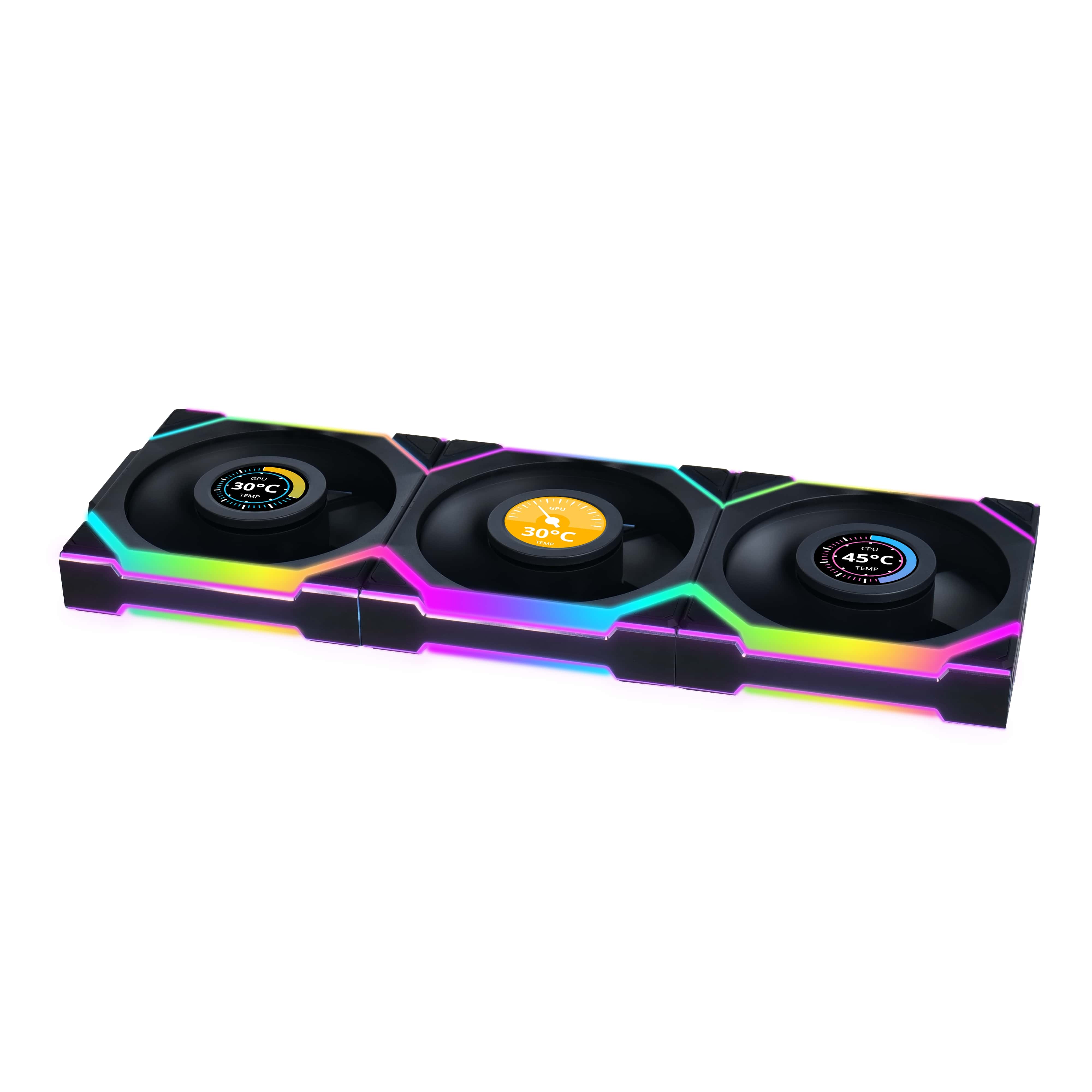 LIAN LI UNI FAN SL WIRELESS LCD RGB Black 3x 12cm Fan Pack with Controller(Open Box)