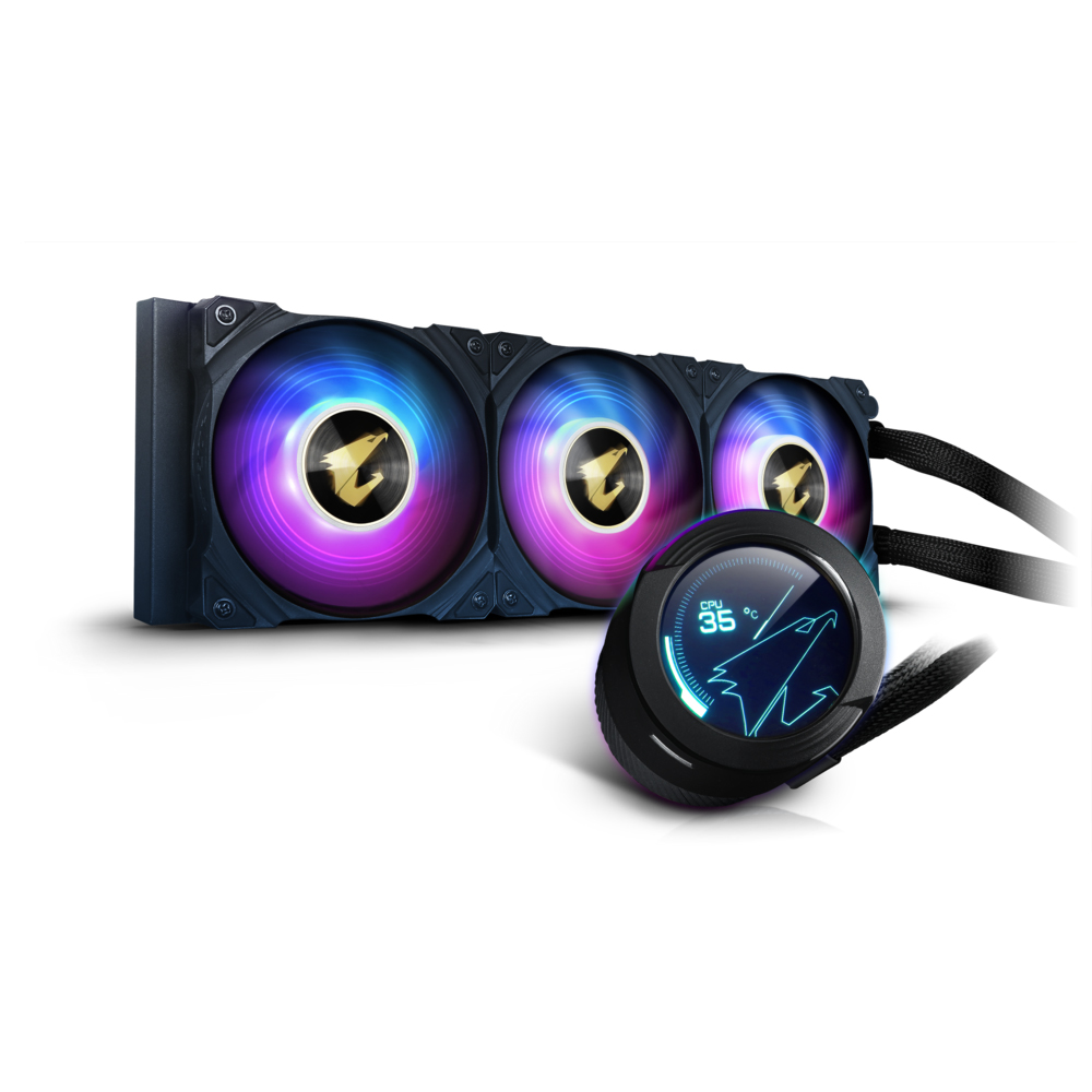 GIGABYTE AORUS WATERFORCE X 360, All-in-one Liquid Cooler with Circular LCD Display, RGB Fusion 2.0, 120mm ARGB Fans(Open Box)