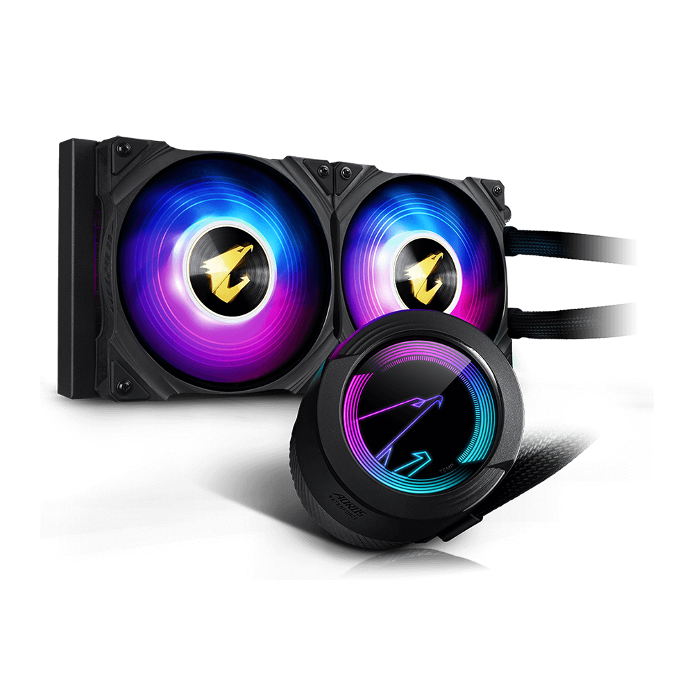 GIGABYTE AORUS WATERFORCE X 240, refroidisseur liquide tout-en-un avec écran LCD circulaire, RGB Fusion 2.0, ventilateurs AR...