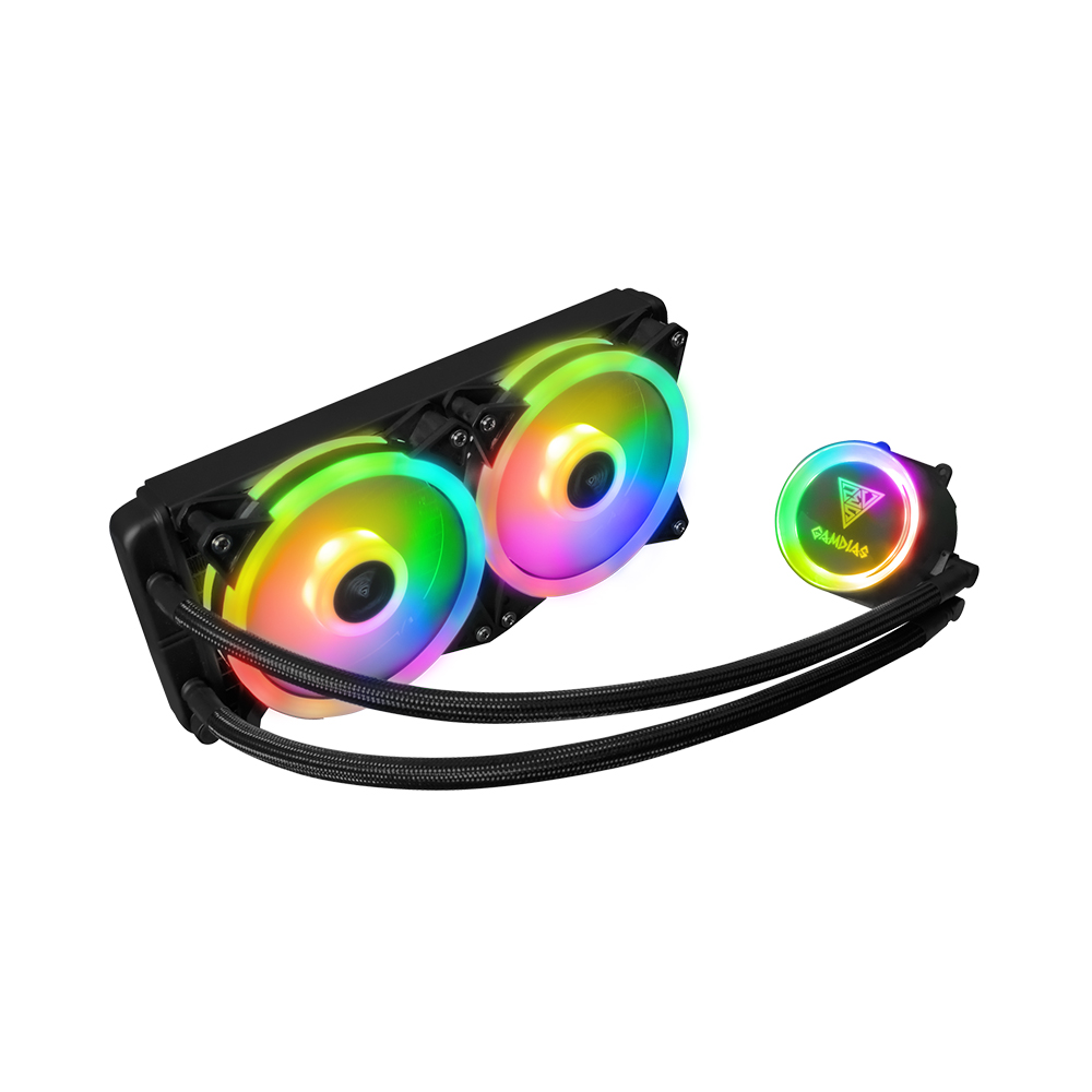GAMDIAS CHIONE M2-240R, AIO CPU Liquid Cooler 240mm Radiator, 2 x 120 mm Fans, RGB MB Sync 5v 3pin,  AEOLUS Box RGB Fan Hub ...