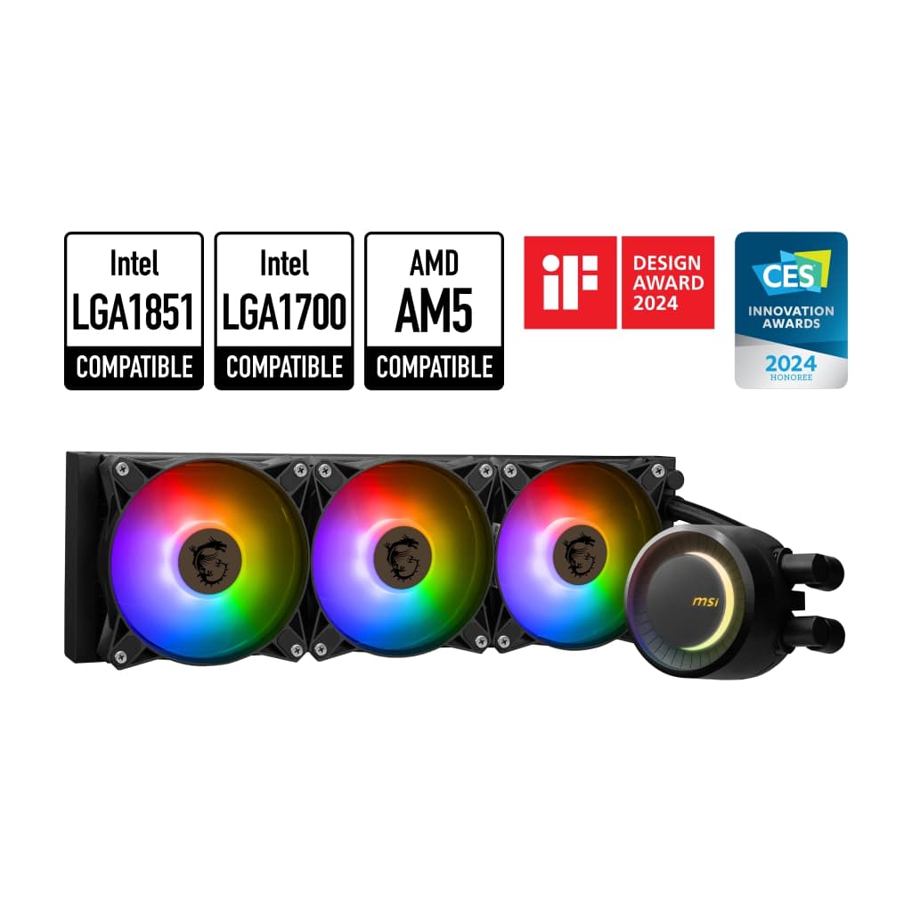 MSI MAG Coreliquid E360 Refroidisseur liquide AIO de processeur | Radiateur de 360mm | 3x 120mm Ventilateurs PWM ARVB, Compa...