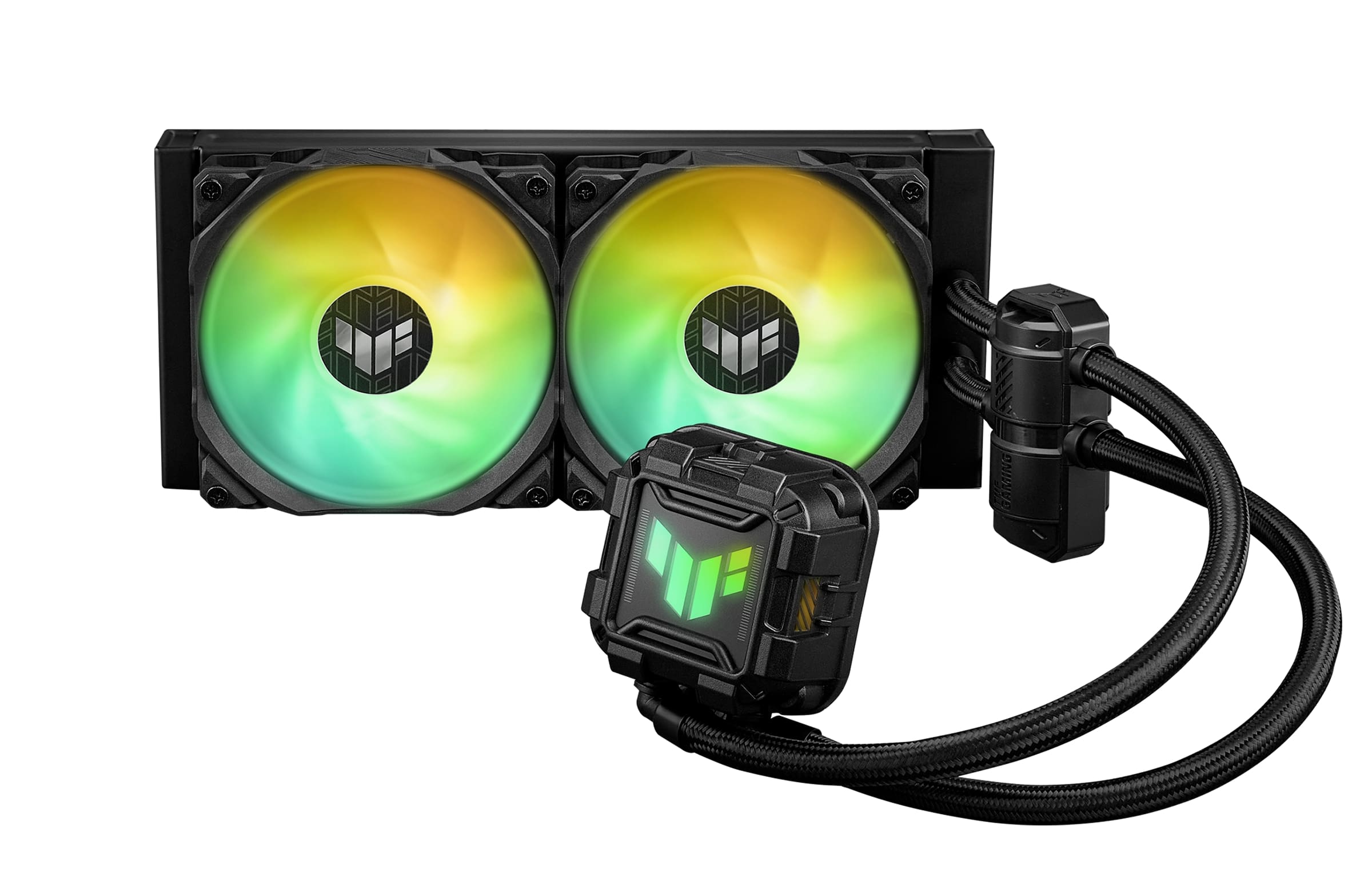 ASUS TUF Gaming LC II 240 ARGB all-in-one liquid CPU cooler features reinforced-tubing, low-noise pump, ARGB fans + cover, 6...