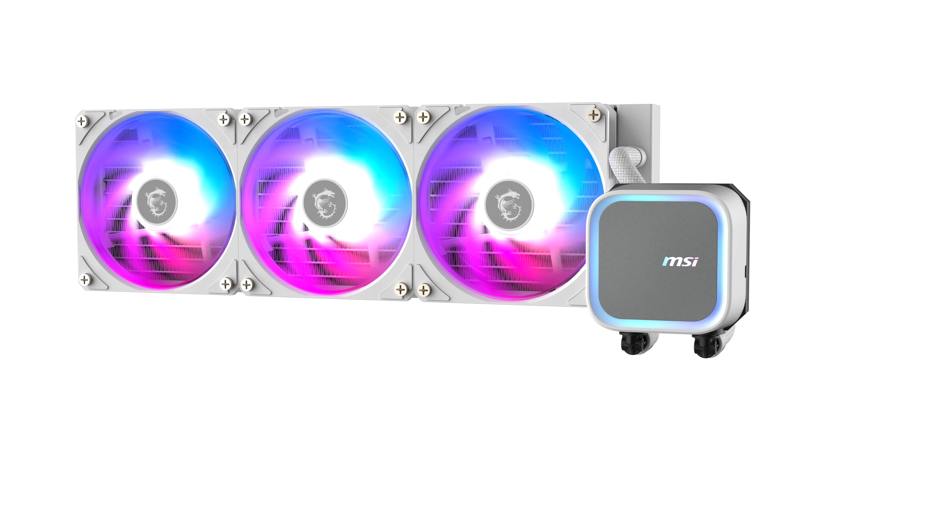 MSI MAG Coreliquid A13 360 Blanc, Refroidisseur de processeur liquide AIO, radiateur 360 mm, trois ventilateurs PWM 120 mm, ...