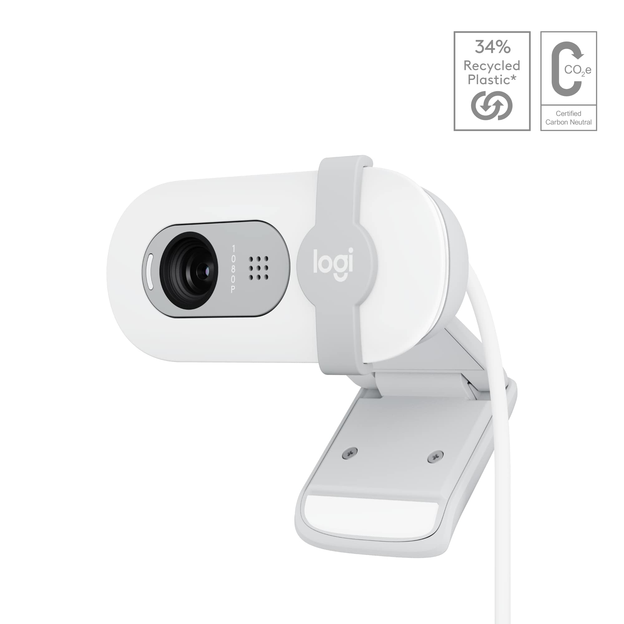 LOGITECH Brio 100 Webcam with Full HD 1080p resolution, Off-White