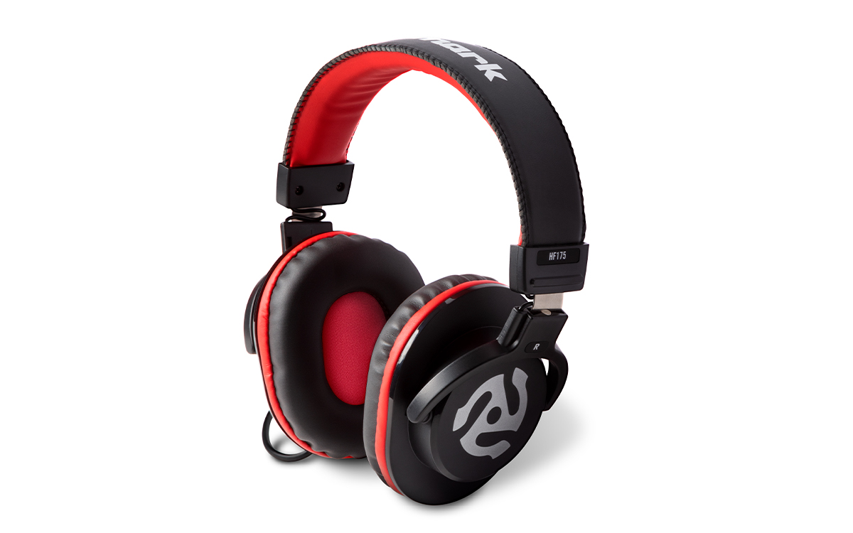 NUMARK HF175 Closed-Back Monitoring Headphone, Black/Red
