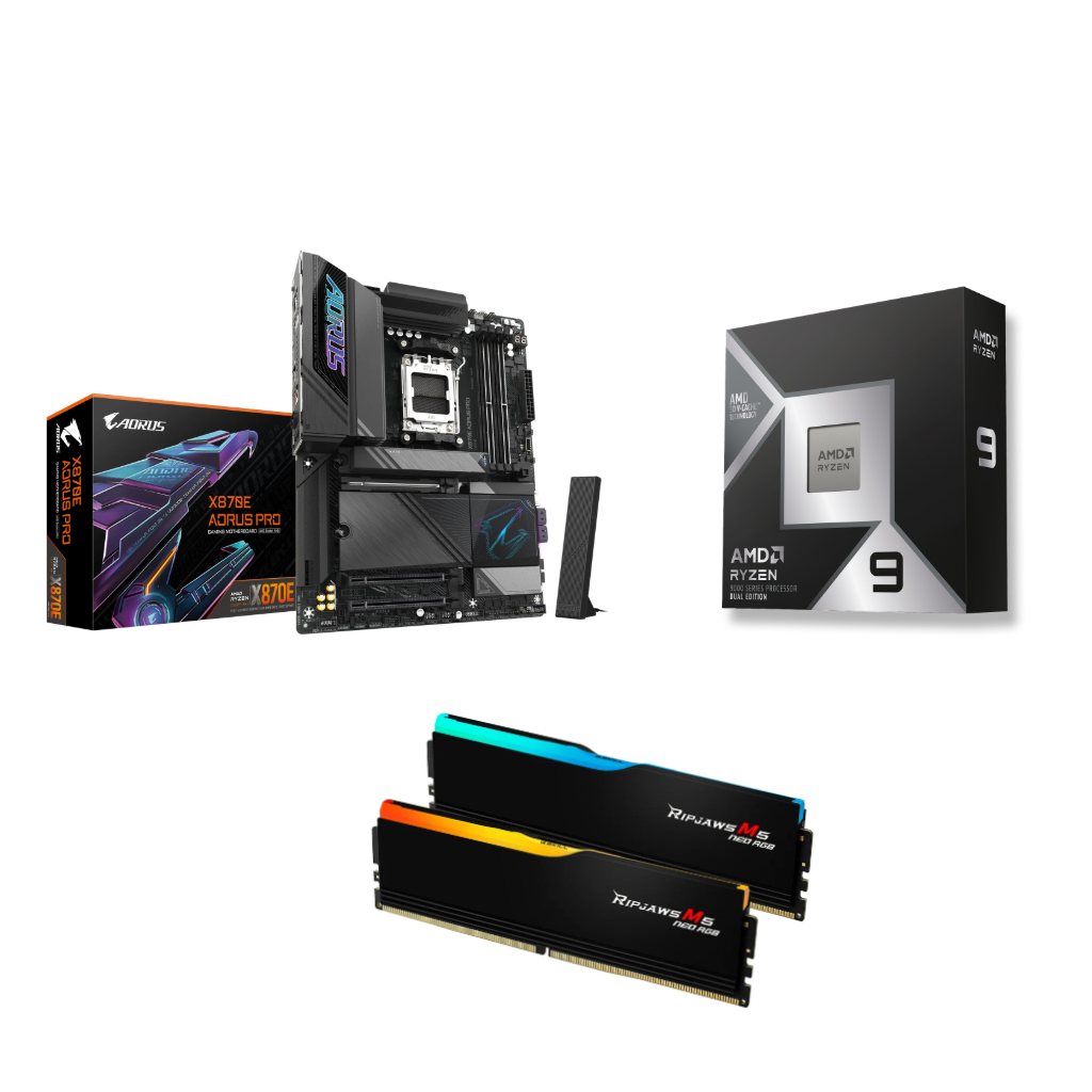 AMD Ryzen 9 9950X3D2 CPU + GIGABYTE X870E AORUS PRO Motherboard + G.SKILL Trident Z5 Neo RGB 64GB RAM