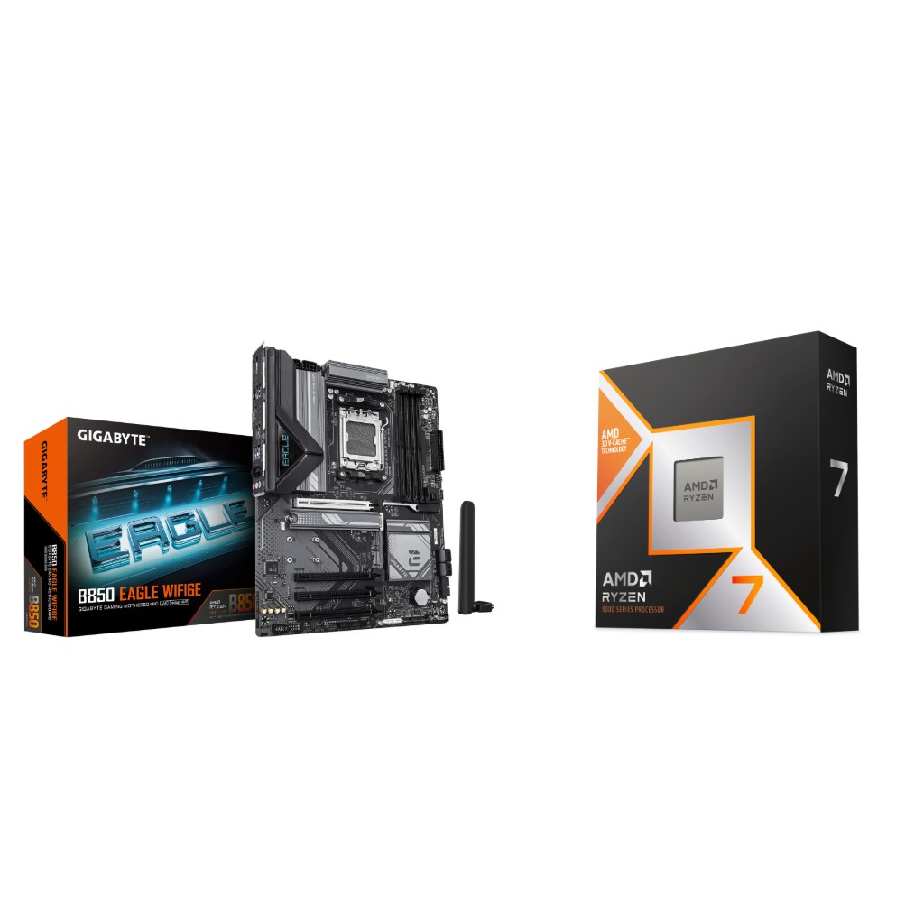 AMD Ryzen 7 9800X3D CPU + GIGABYTE B850 EAGLE WIFI6E Motherboard