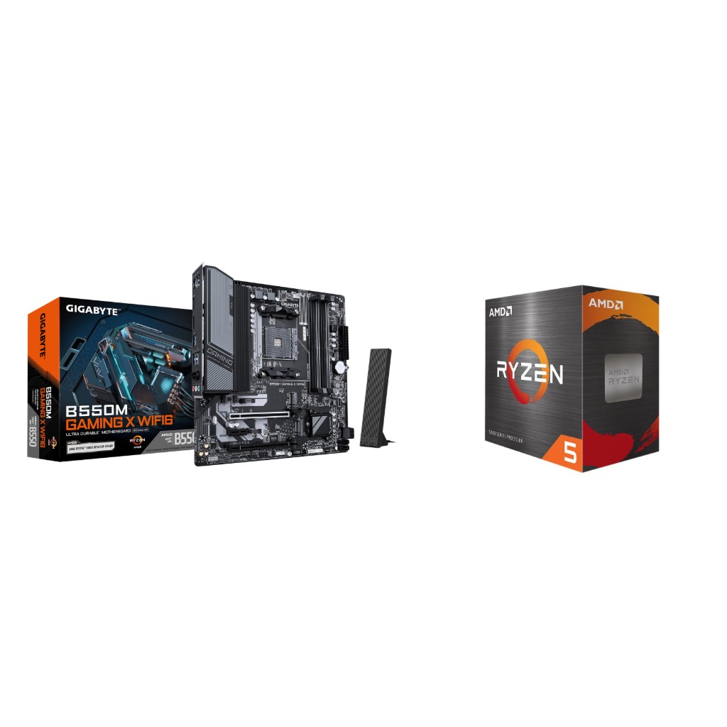 AMD Ryzen 5 5500 CPU + GIGABYTE B550M GAMING X WIFI6 Motherboard