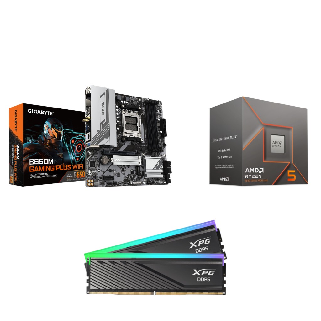 AMD Ryzen 5 8400F CPU + GIGABYTE B650M GAMING PLUS WIFI Motherboard + XPG Lancer Blade RGB 16GB DDR5 5600MHz CL46 RAM