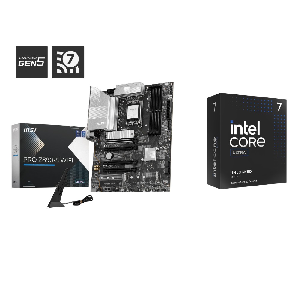 Intel Core Ultra 7 265KF CPU + MSI PRO Z890-S WIFI Carte mère