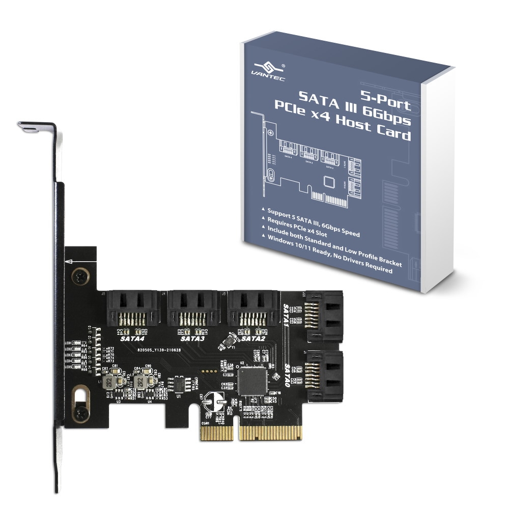 Vantec 5 Port SATA III 6Gbps PCIe x4 Host Card (UGT-ST655)(Open Box)