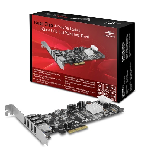 Vantec Quad Chip 4-Port Dedicated 5Gbps USB3.0 PCI-Express Host Card