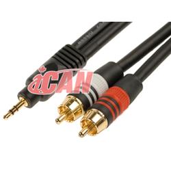 iCAN PREMIUM 3.5mm Stereo Male to 2RCA Male Cable Gold Plated, 15 ft
