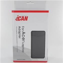 iCAN - Adaptateur CA 65 W / 19 V / 3,42 A compatible avec ordinateurs portatifs Acer - Remplacement : Acer/Gateway PA-1650-02