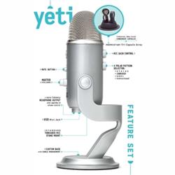 Blue Yeti USB Microphone for PC, Mac, Gaming, Silver