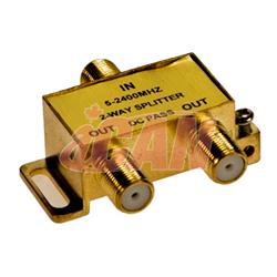 iCAN Premium 2-Way Coax Cable Splitter F Type 5~2400MHz for VCR/TV