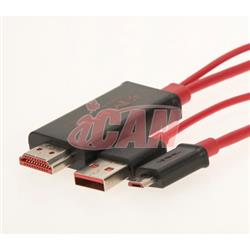 iCAN USB 2.0 A homme +Micro B homme HDMI Male Rouge 6ft 480Mbps