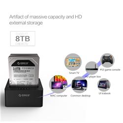 Station d'accueil de disque dur externe double baie SATA vers USB 3.0 ORICO 6629US3-C