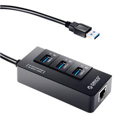 Orico Concentrateur USB 3.0 à 3 ports avec port RL Gigabit RJ45