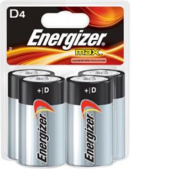 ENERGIZER Max D Alkaline Battery 4 Pack (E95BP4)