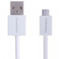 Câble rond flexible ICAN (PowerSync) USB2.0 AM vers Micro B, blanc, 1,5 m