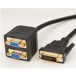 iCAN DVI-I (24+5 pins) to 2 x Female HD14 SVGA Video Dongle - 6 in
