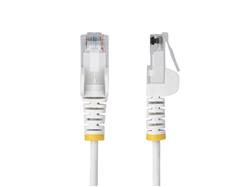5ft White Slim CAT6 Ethernet Cable, Snagless, 100W PoE, UTP, LSZH, 28A