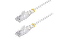 7ft White Slim CAT6 Ethernet Cable, Snagless, 100W PoE, UTP, LSZH, 28A