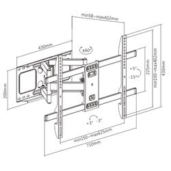 Brateck LPA69-466 Heavy-Duty Steel Full-Motion TV Wall Mount, Screen s