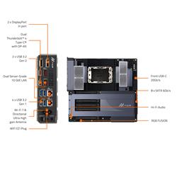 Carte mère GIGABYTE W790 AI TOP avec processeur Intel Xeon W (LGA4677), E-ATX, DDR5, 6x M.2, PCIe 5.0, Thunderbolt 4, WIFI7,...